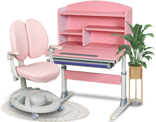 RXC0 Pink Tilting Desktop Small Space Density Board Hand-Driven Children Height Adjustable Study Desks And Chair